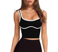 Sleeveless Spaghetti Strap Padded Sports Bra Tank Tops Square Neck Double Layer Workout Fitness Basic Crop Tops Tops for Women UK
