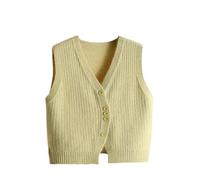 Sleeveless Sweater Vest,Womens Cable Knitted Sweater Vest Fashion Sleeveless Pullover Waistcoat V Neck Knitted Jumper Gilets Square Buttoned Cardigan Jacket Tank Top Solid Color Knitwear,Light Green
