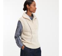 Sleeveless Trucker Collar Jumper in Chunky Knit Ecru