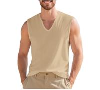 Sleeveless Tshirt Men Summer Cotton Gym Vests Loose Fit Designer Tank Tops Solid Colour V Neck Undershirts Moisture Wicking Breathable Sports Tshirts Casual Hawaiian Beach Tees