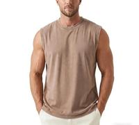 Sleeveless Tshirt Men UK Crew Neck Cotton Tank Top Retro Sleeveless Casual Vest Tops Breathable Summer Vests Vintage Streetwear Plain Relaxed Fit Muscle Tees Outdoor Casual Wear
