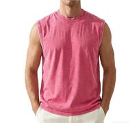 Sleeveless Tshirt Men UK Crew Neck Cotton Tank Top Retro Sleeveless Casual Vest Tops Breathable Summer Vests Vintage Streetwear Plain Relaxed Fit Muscle Tees Outdoor Casual Wear