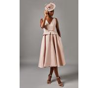 Sleeveless Twill Peplum Bow Dress Coast Pink 10