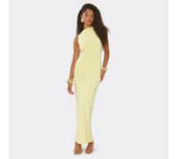 Sleeveless Twist Bum Open Back Maxi Dress In Lemon Slinky, Women's Size UK 12