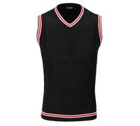 Sleeveless V-Neck Knitted Jumper Vest Versatile Styling XPOSED Black 3XL