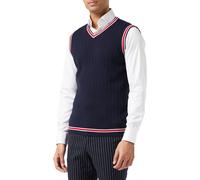 Sleeveless V-Neck Knitted Jumper Vest Versatile Styling XPOSED Navy 3XL