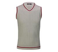 Sleeveless V-Neck Knitted Jumper Vest Versatile Styling XPOSED White 3XL