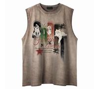 Sleeveless Vest Men, Men's Sleeveless T-Shirt, Tank Top Singlet Annual North Pole Dec. 25th Christmas Unisex ® T-Shirt, Western Cowboys Santa Tee 2411-236 (Khaki, M)