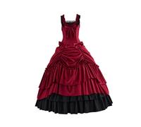 Sleeveless Victorian Dress Gothic Vampire Dress Lolita Dress Southern Belle Tea Party Ball Gown for Women, Red, 3XL