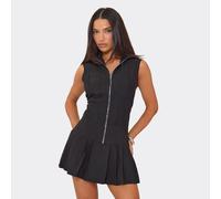 Sleeveless Zip Fastening Pleated Hem Playsuit In Black, Women's Size UK 6
