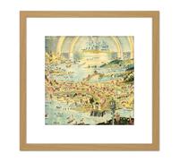 Sleigh 1918 Pictorial Fantasy Ancient Fairyland Map 8X8 Inch Square Wooden Framed Wall Art Print Picture with Mount Artery8 Light Oak One Size