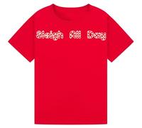 Sleigh All Day T-Shirt - Funny Ugly Christmas Quotes Tee for Women, Men & Kids - Festive Holiday Wear for Parties & Gifting Red 12-13Y