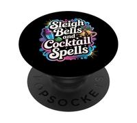 Sleigh Bells Cocktail Spells Funny Christmas Drinking Party PopSockets Adhesive PopGrip