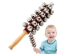 Sleigh Bells - Handheld Jingle Bells with Wooden Handle | Percussion Rattle Instrument | Fun Musical Learning Tool for Kids, Early Education, Classroom Teaching & Holiday Festivities