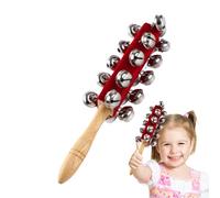 Sleigh Bells - Wood 26.5cm Long 21 Bell Percussion | Jingle Bell Stick, Parent-Child Interaction Musical Training Learning Aid, Jingle Accessory | Hog