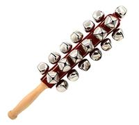 Sleigh Bells, Wooden Handle Jingle Bells, Festive Musical Instrument, Classic Sleigh Bell Design, Bright Sound, 32x7x5cm/12.6x2.76x1.97 Inches, For Holiday Celebrations