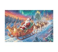 Sleigh Reindeer Forest Wildlife Wild Nature Rural 1000 Piece Jigsaw Puzzle for Adults Fun Challenging And Enjoyable for Home Or Family 1000 PCS（75x50cm）