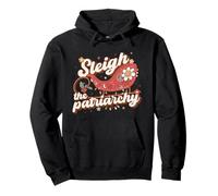 Sleigh The Patriarchy Feminist Feminism Meme Retro Christmas Pullover Hoodie