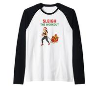 Sleigh The Workout Merry Christmas Happy New Year Funny Gym Raglan Baseball Tee