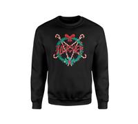Sleigher Jumper/Sweatshirt - Novelty Alternative Heavy Metal Thrasher Slasher Band Father Christmas Santa Pentagram Satanic Satan Candycane Holly Wreath (2XL, Black Prime)