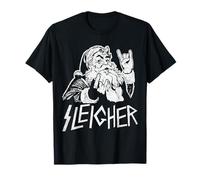 Sleigher Santa Claus Rock On Goth Heavy Metal Christmas T-Shirt