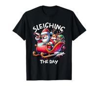 Sleighing The Day Funny Novelty Christmas Drunk Santa T-Shirt