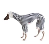 Slender Dog Jumpsuit,Whippets Greyhound Striped Onesie with Legs,Thin Dog Turtleneck Pajamas Loungewear,Dogs Spring Autumn Winter Anti-Hair Warm Pullover for Indoor Outdoor Walking_M(Black Stripe)