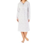 Slenderella Anemone Long Sleeve V-neck Cotton Nightdress (12/14, blue)