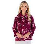 Slenderella Camellia 3/4 Sleeve Button Through Fleece Bedjacket (10/12, Damson)
