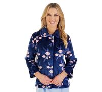Slenderella Camellia 3/4 Sleeve Button Through Fleece Bedjacket (12/14, Navy)