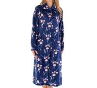 Slenderella Camellia Button Through Fleece 46 Inch Housecoat (10/12, Navy)