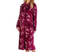 Slenderella Camellia Button Through Fleece 46 Inch Housecoat (12/14, Damson)