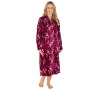 Slenderella Camellia Zip Opening Fleece 46 Inch Housecoat (10/12, Damson)