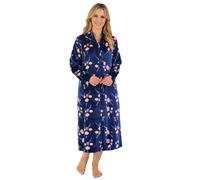 Slenderella Camellia Zip Opening Fleece 46 Inch Housecoat (16/18, Navy)