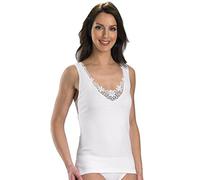 Slenderella Cotton White Embroidered Sleeveless Cami Top V12 X-Large