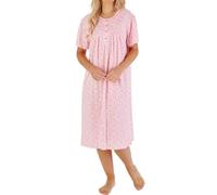 Slenderella Daisy Short Sleeve Buttoned Top 42 Inch Cotton Nightdress (12/14, pink)