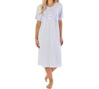 Slenderella Daisy Short Sleeve Buttoned Top 42 Inch Cotton Nightdress (20/22, blue)