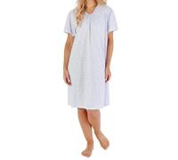 Slenderella Daisy Short Sleeve V-neck 40 Inch Cotton Nightdress (12/14, blue)