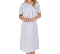 Slenderella Edelweiss Short Sleeve Cotton Jersey 42 Inch Nightdress (24/26, blue)