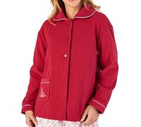 Slenderella Elegant Button Opening Embroidered Boucle Fleece Bedjacket (24/26, raspberry)