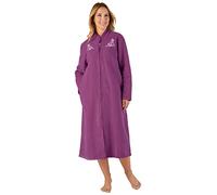 Slenderella Elegant Zip Opening Embroidered Boucle Fleece Housecoat (10/12, Plum)