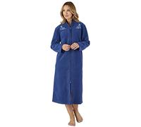 Slenderella Elegant Zip Opening Embroidered Boucle Fleece Housecoat (20/22, Navy)