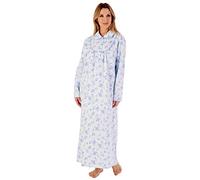 Slenderella Floral Brushed Cotton Longer Length Collar 51 inch Nightdress (10/12, Blue)