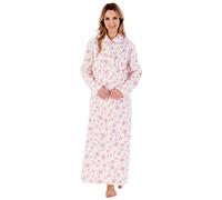 Slenderella Floral Brushed Cotton Longer Length Collar 51 inch Nightdress (20/22, Cream)