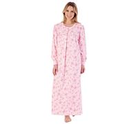 Slenderella Floral Brushed Cotton Longer Length Round Neck 51 inch Nightdress (12/14, Pink)