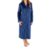 Slenderella Floral Embossed Zip Opening 46 Inch Housecoat (12/14, navy)