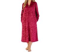 Slenderella Floral Embossed Zip Opening 46 Inch Housecoat (12/14, raspberry)