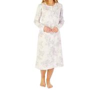 Slenderella Floral Interlock 45" Long Sleeve Jersey Nightdress ND08121 Cream 12-14