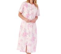 Slenderella Floral Short Sleeve Button Nightie ND01133 Pink 24-26