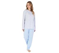Slenderella Forget Me Not Long Sleeve Cotton Interlock Pyjama Set (20/22, blue)